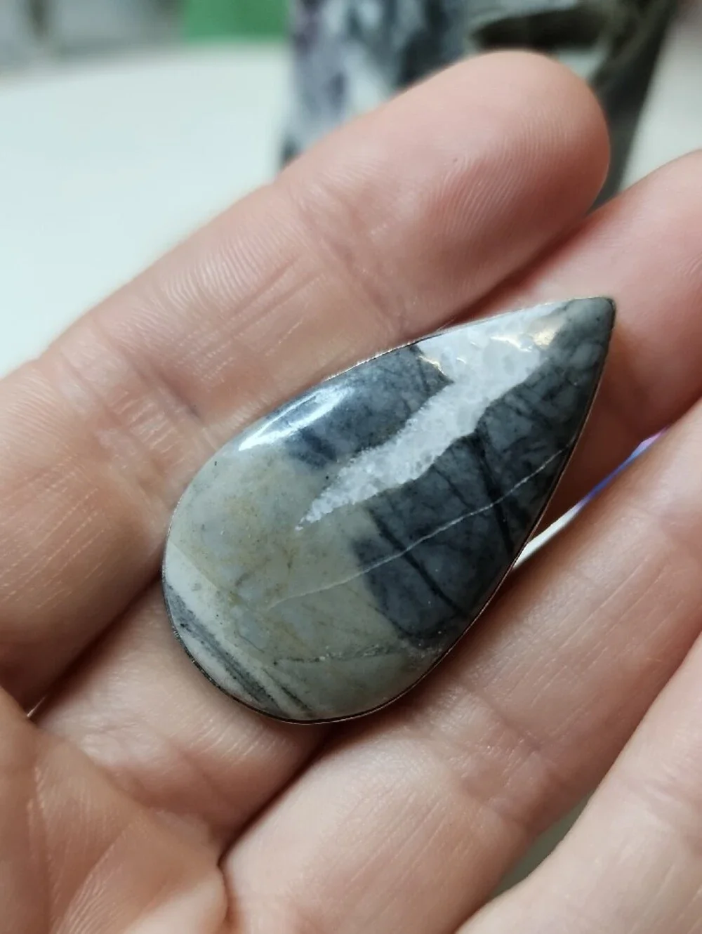 Teardrop Grey Stone Statement Ring